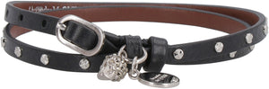 Leather bracelet with medallion and skull-1